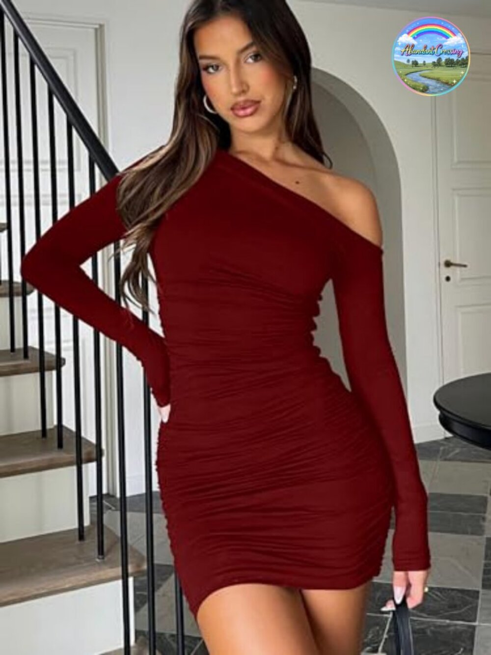Mokoru Women's Sexy Off Shoulder Long Sleeve Cocktail Mini Dress